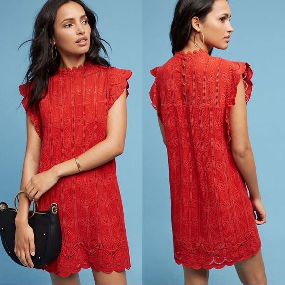 Anthropologie Dresses & Skirts - Anthropologie Tularosa Chetna Red Lace Tunic Dress